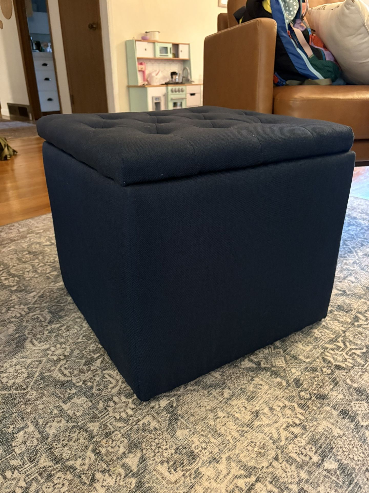 Blue Storage Ottoman 