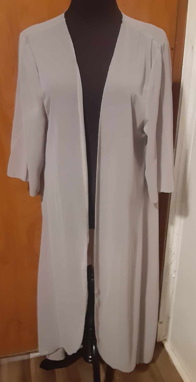 Ladies Womens light Gray Short Floaty Maxi Cardigan Size 2