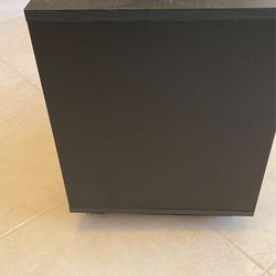 Black cabinet great for small TV, or stereo, pullout drawer, approx. 23” L, 16” W, 21” H, $20.00