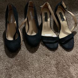 Black Suede High Heel Shoes , Size 6 
