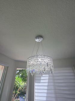 Modern Crystal Drum Chandelier – Chrome Finish