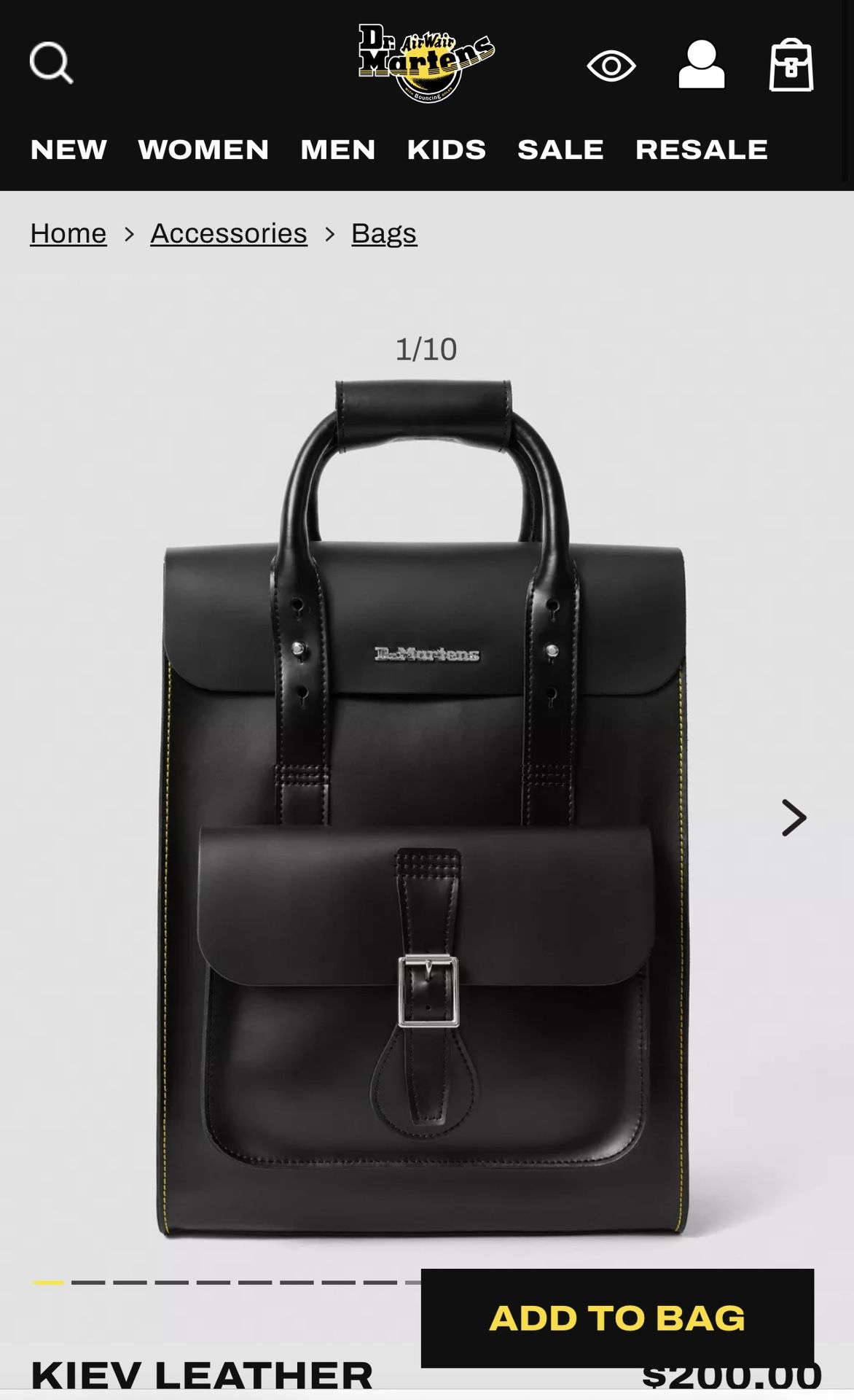Dr. Martens, Kiev Leather Backpack in Black