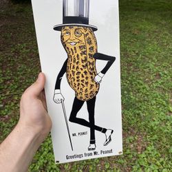 1993 Porcelain Metal Sign Planters Mr Peanut Advertising Nabisco  Measures 15”x7”  Driveway pick up in Kernersville off of union cross road near Glenn