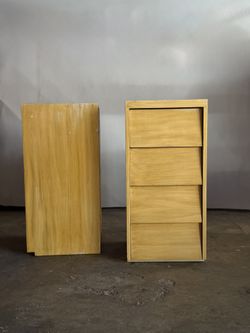 Pair of Vintage Aromic Blonde Wood 4-Drawer Nightstands / Bedside Tables
