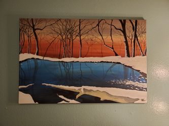 Snow lake painting