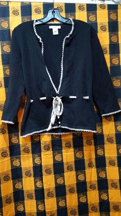 White house /Black market (Large) black lacey cardigan