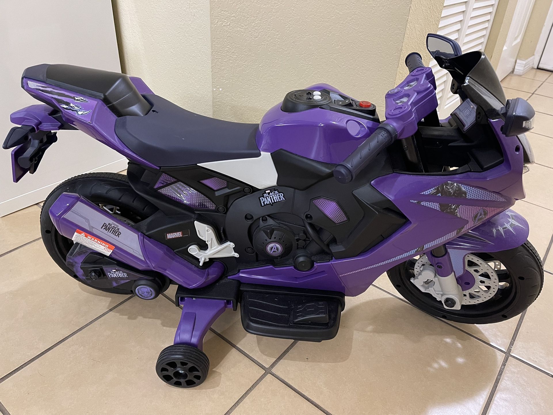 Black Panther, Motorcycle Ride on, for Kids, Ages 3+ Years, up to 65lbs.