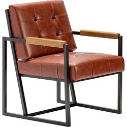 Modern Auburn Accent Chair – Faux Leather / Metal Frame