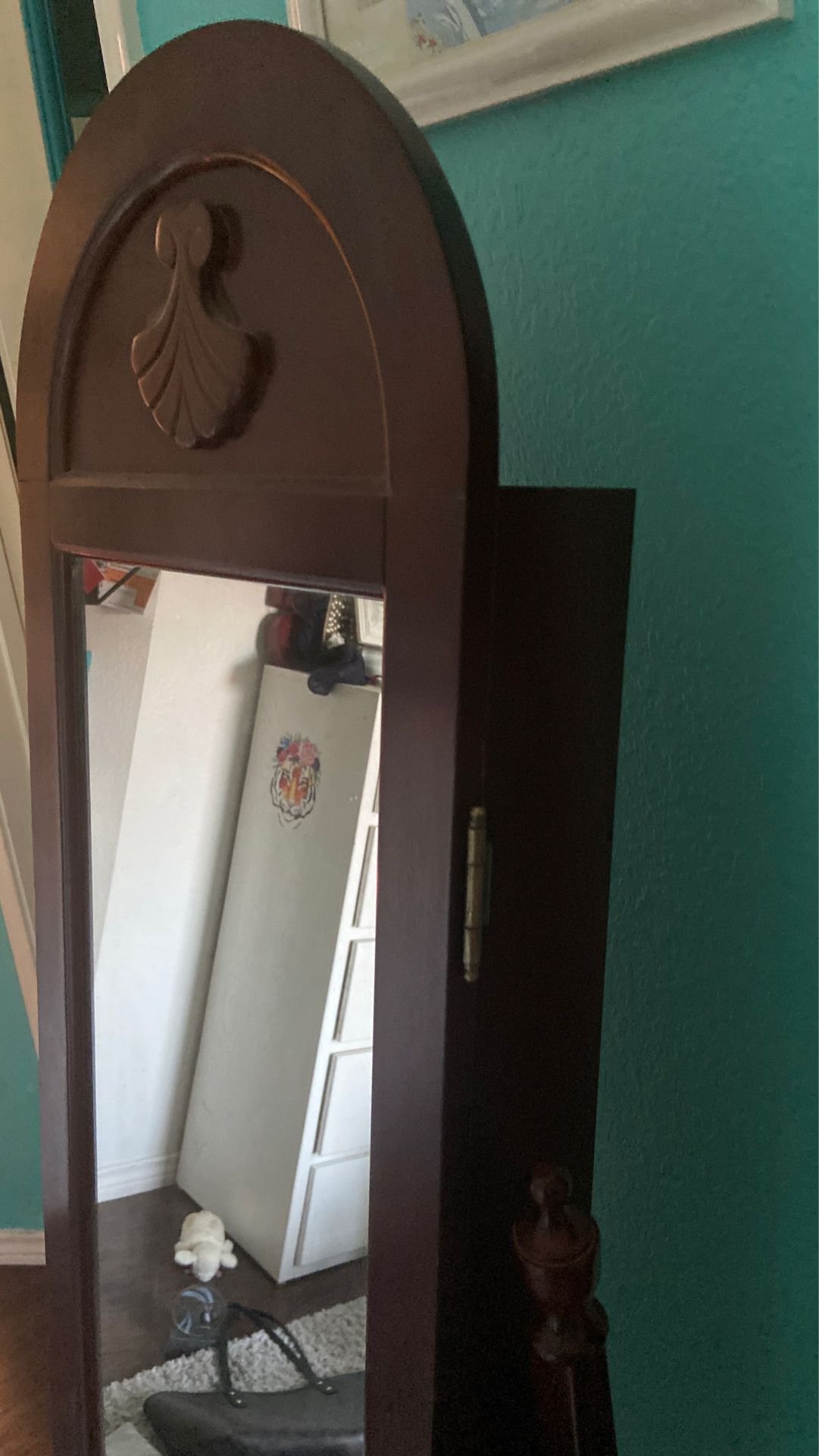 Full length mirror and Jewelry box combo cherrywood dark cherry wood