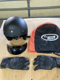 Motorcycle Helmet And Riding Gloves