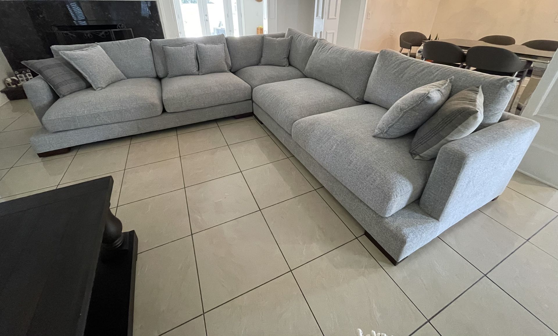 L-SHAPED GREY SECTIONAL 126”x126” PICK UP TODAY 
