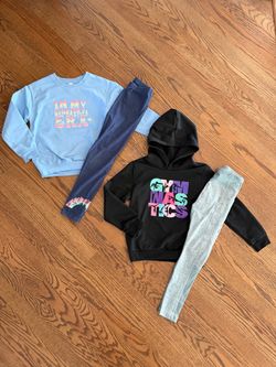 Size 6 Girls Gymnastics Sweatshirts / Leggings Bundle (4 pieces)