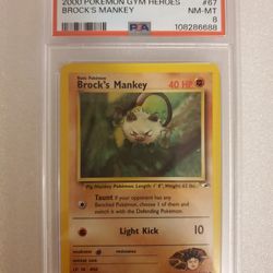 PSA 8 1ST EDITION BROCK'S MANKEY/MENKI 67/132 GYM HEROES SET - NM English