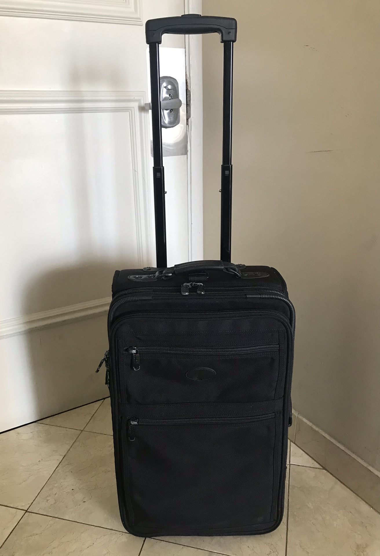 Black Kirkland Signature 2-wheel soft-case carry-on luggage