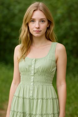 Sage Green Boho Tiered Dress (edit by nine, Size L) – Perfect for Easy Breezy Style!