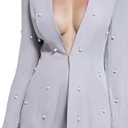 New Gray Women’s Matching Two Piece Suit With Highwaisted Shorts Blazer And Shorts Size m