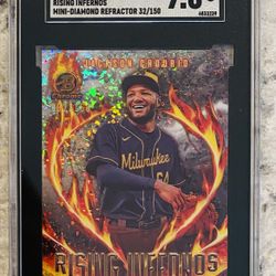 2024 Jackson Chourio Rising Infernos Mini Diamond Rookie Refractor /150 SGC 9.5 