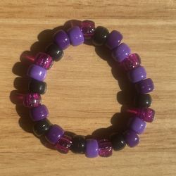 Handmade Purple And Clear Purple And Black Beads charm Bracelet 