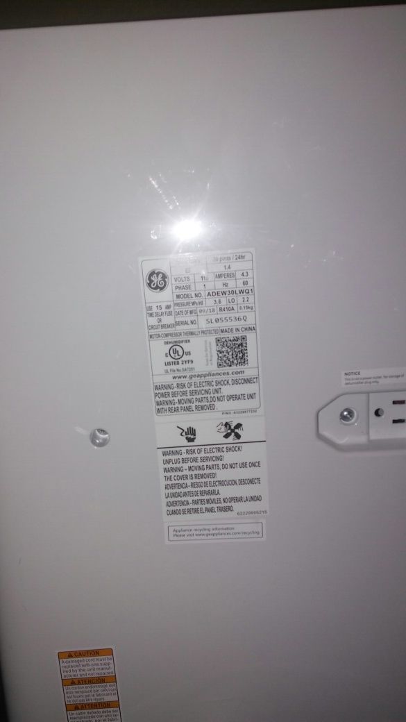 G E DEHUMIDIFIER