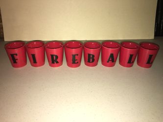 Red ceramic fireball shot glass set