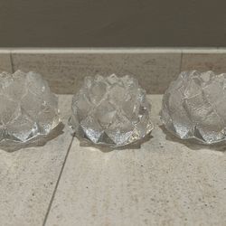 Orrefors Nimbus Artichoke Set Of 3 Candle Holders
