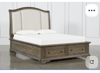 Living Spaces Chapman King Bed Frame w/ Storage + Nightstand