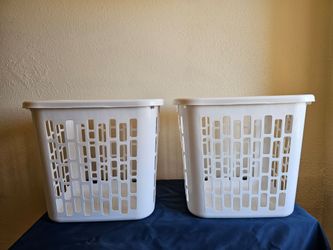Sterilite Easy Carry Laundry Hamper, Ventilation Holes and Handles to Carry Clothes Between The Laundry Room and Bedroom, Plastic, White,