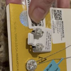 Moissanite Necklace/ Earrings 
