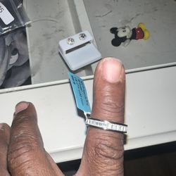 Sterling silver and moissanite baguettes size 7 wedding band