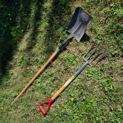 Flathead Shovel and Short Pitchfork
