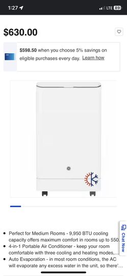 Portable GE Air Conditioning Unit - 9500 BTU’s