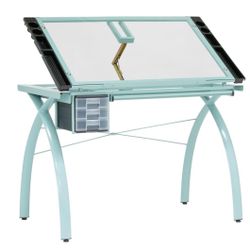 Craft & Drawing Table with Adjustable Tempered Safety Glass Top