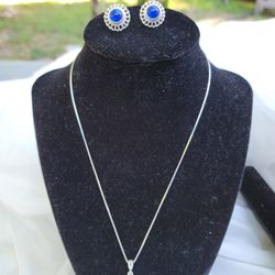 New  925 Italy Sterling Silver Earrings /Necklace 45cm