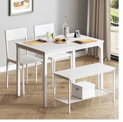 Dining Room Table Set 43 Inch Kitchen Table Set with 2 Chairs and Bench - NEW