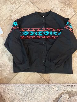 Black Southwestern Print Bomber Jacket women’s S