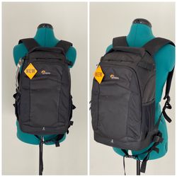 Black Lowpro backpack photography for travel