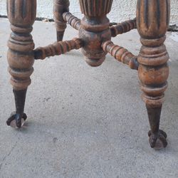 Antique Charles Parker Co. Glass Ball Claw Feet Piano Chair