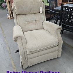 Recliner Beige Fabric Manual We are located at 2811 East Bell road. Another Time Around Furniture.
