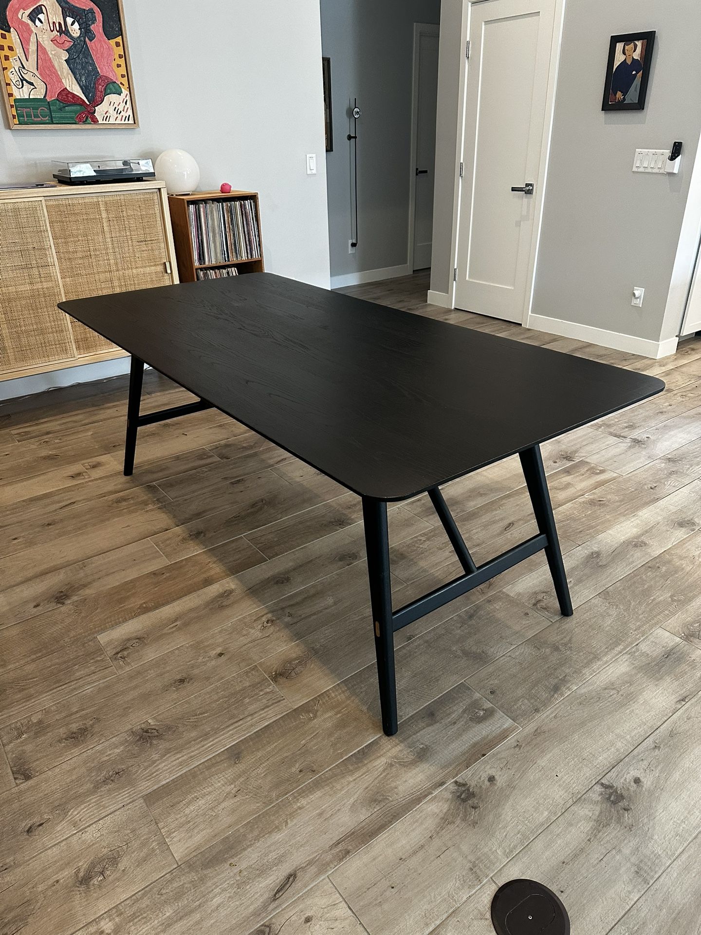 Solid Black Oak Dining Table