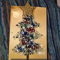 Cut glass Christmas tree shelf sitter