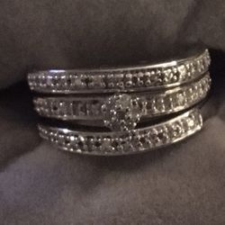 Three piece 925 diamond wedding set