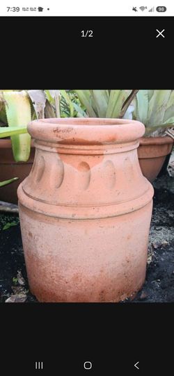 Rare Terracotta Milk Jug Planter Vtg Large