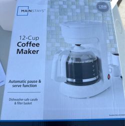 Mainstays 12-Cup Drip Coffee Maker, 1.8 L, White