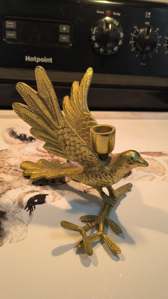 Faux Brass Taper Candle Holder