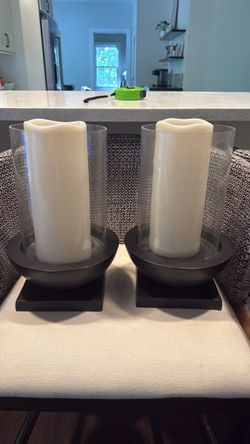 Pillar Candle Hurricane Holders Set of 2