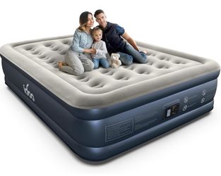 iDOO Queen Air Mattress with Built in Pump, 18 Raised Comfort Inflatable Blow up Mattress, Upgraded Support Structure Portable Air Bed for Camping, Gu