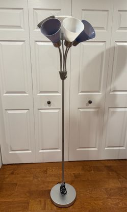 Grey five head multi switch floor lamp