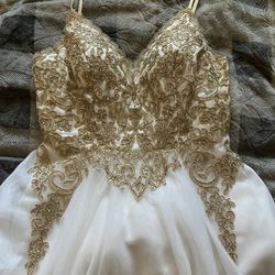 Gold/white Dress