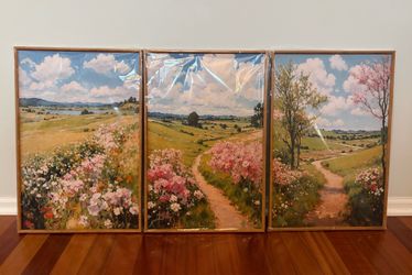 Rustic Landscape Framed Canvas Wall Art (3 16x24 inch panels)