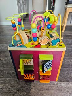 Wooden Activity Cube Toddler Learning Toy